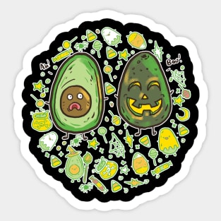 avocado jack o lantern Sticker